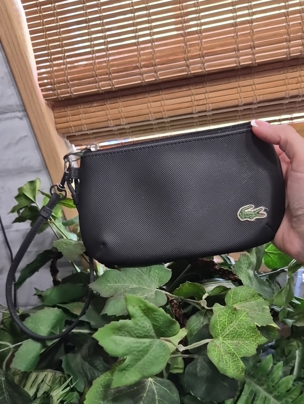 Lacoste Black Wristlet with Green Crocodile Logo